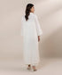 Women's Pret Yarn Dyed Solid Off White Straight Button Down Shirt